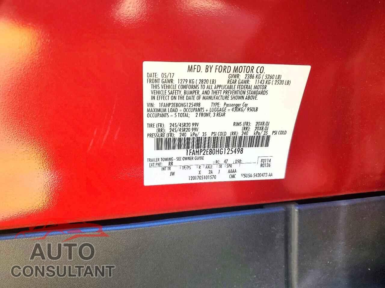 FORD TAURUS 2017 - 1FAHP2E80HG125498