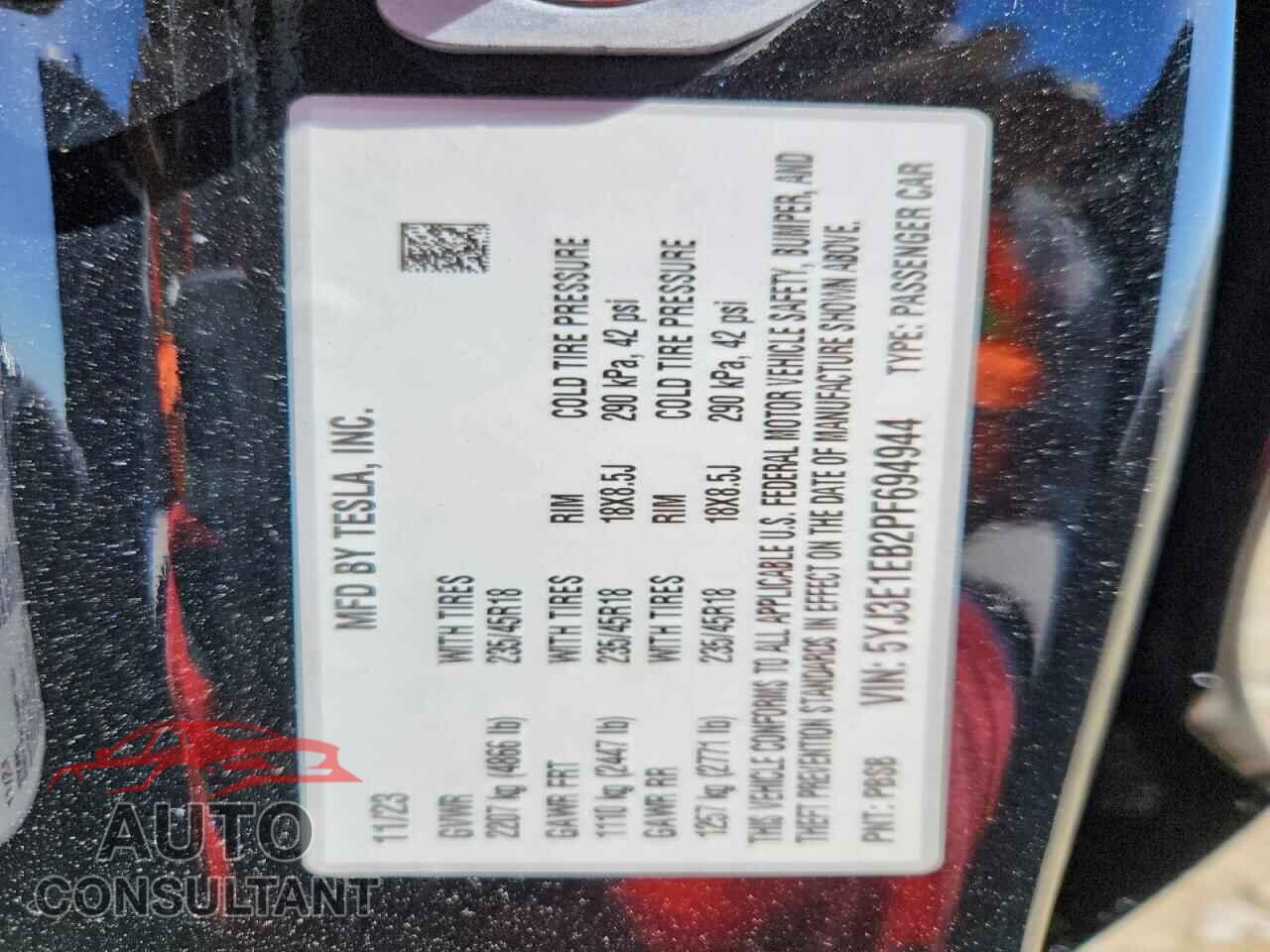 TESLA MODEL 3 2023 - 5YJ3E1EB2PF694944