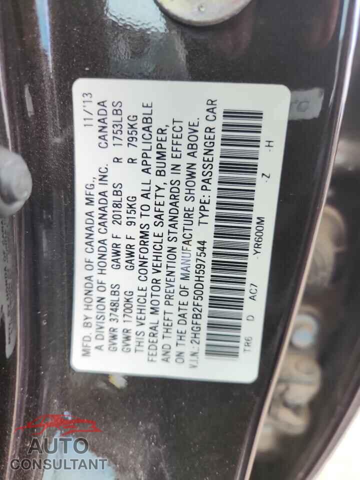 HONDA CIVIC 2013 - 2HGFB2F50DH597544