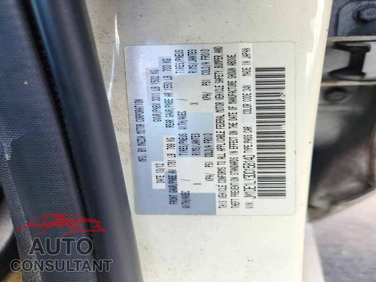 MAZDA 2 2013 - JM1DE1LY3D0158140