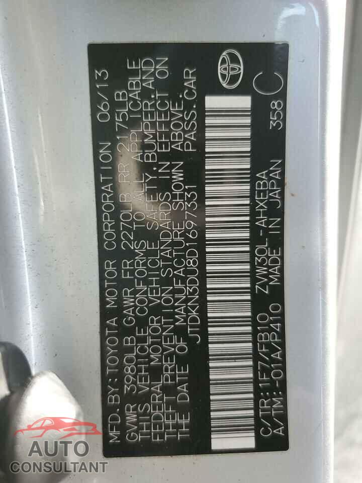 TOYOTA PRIUS 2013 - JTDKN3DU8D1697331