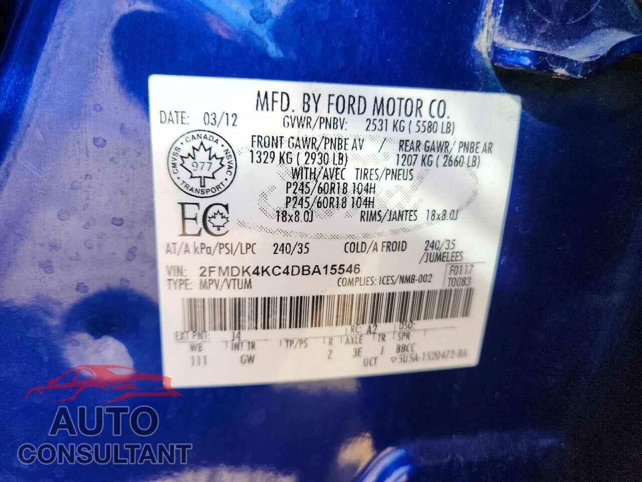 FORD EDGE 2013 - 2FMDK4KC4DBA15546