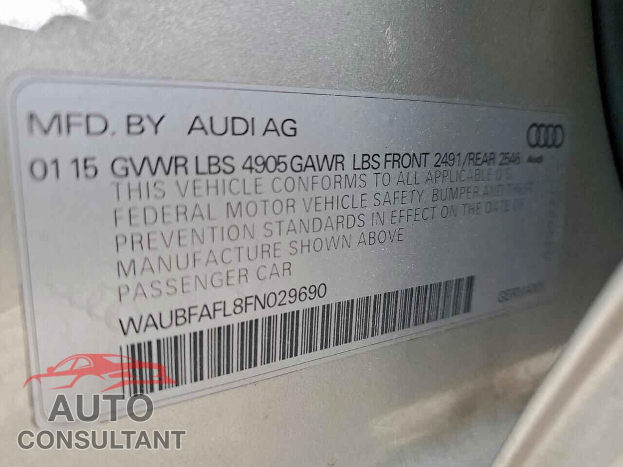 AUDI A4 2015 - WAUBFAFL8FN029690
