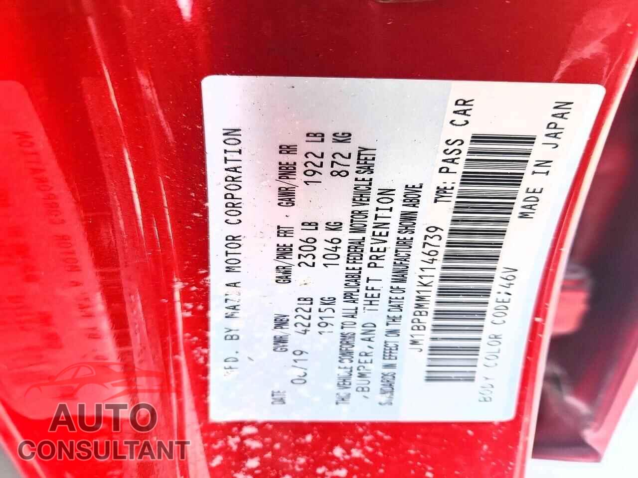 MAZDA 3 2019 - JM1BPBMM1K1146739