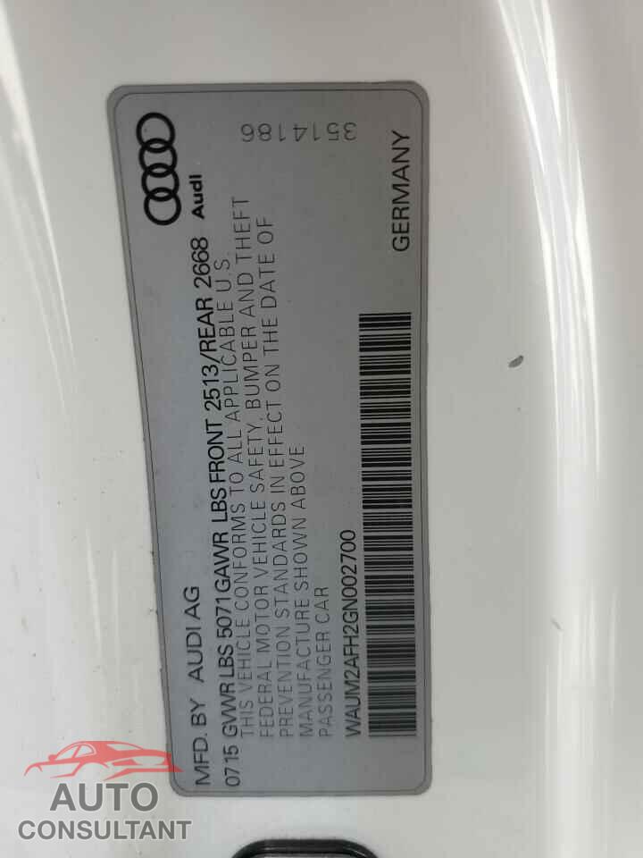AUDI A5 2016 - WAUM2AFH2GN002700