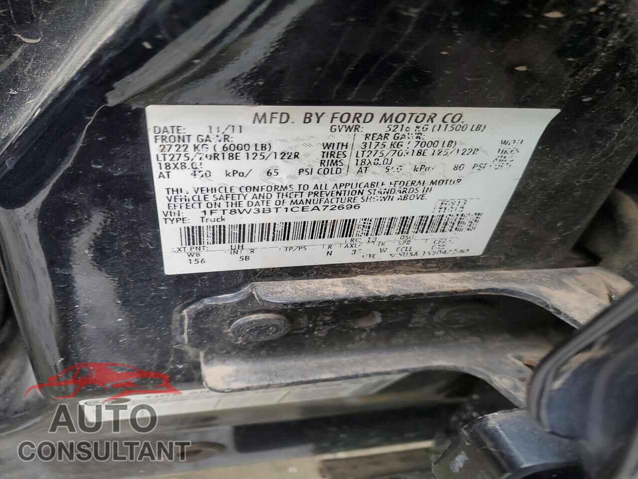 FORD F350 2012 - 1FT8W3BT1CEA72696