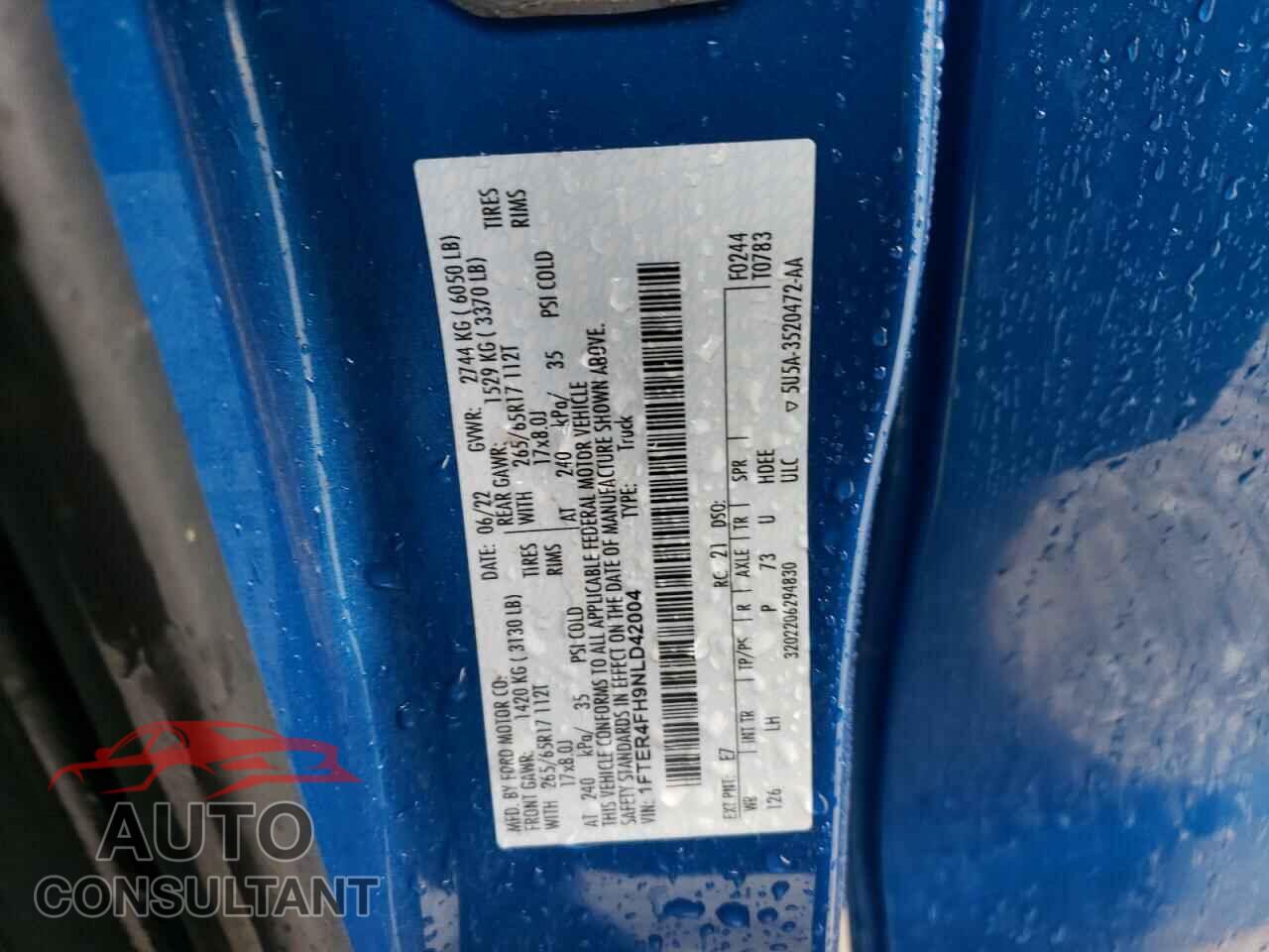 FORD RANGER 2022 - 1FTER4FH9NLD42004