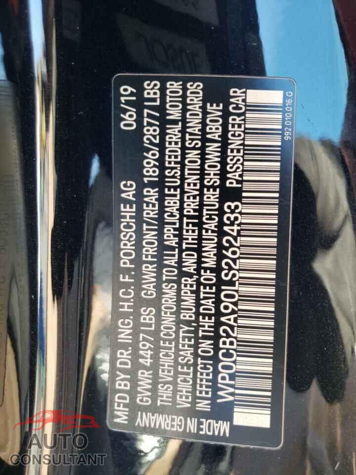 PORSCHE 911 2020 - WP0CB2A90LS262433