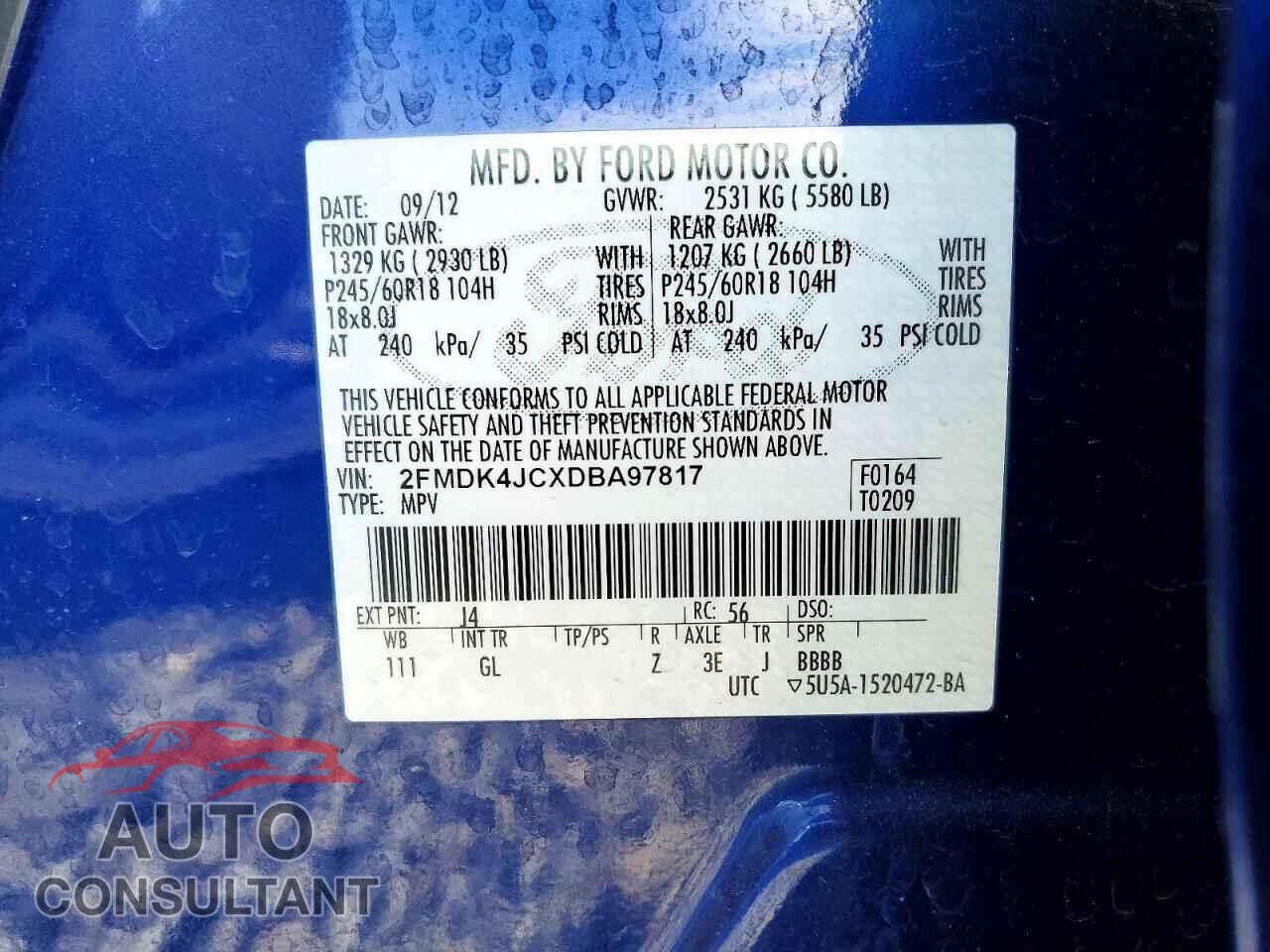 FORD EDGE 2013 - 2FMDK4JCXDBA97817