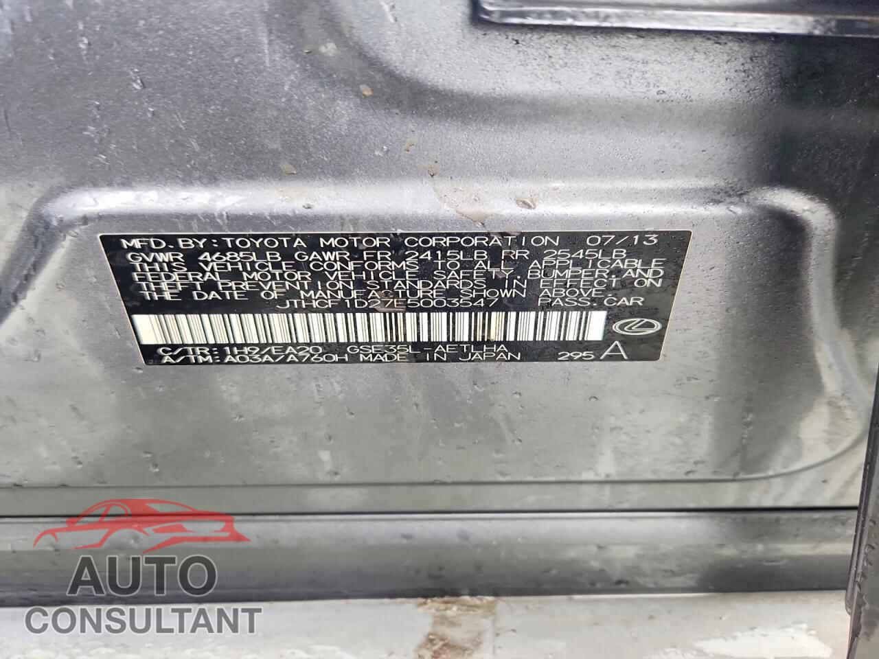 LEXUS IS 2014 - JTHCF1D27E5003547