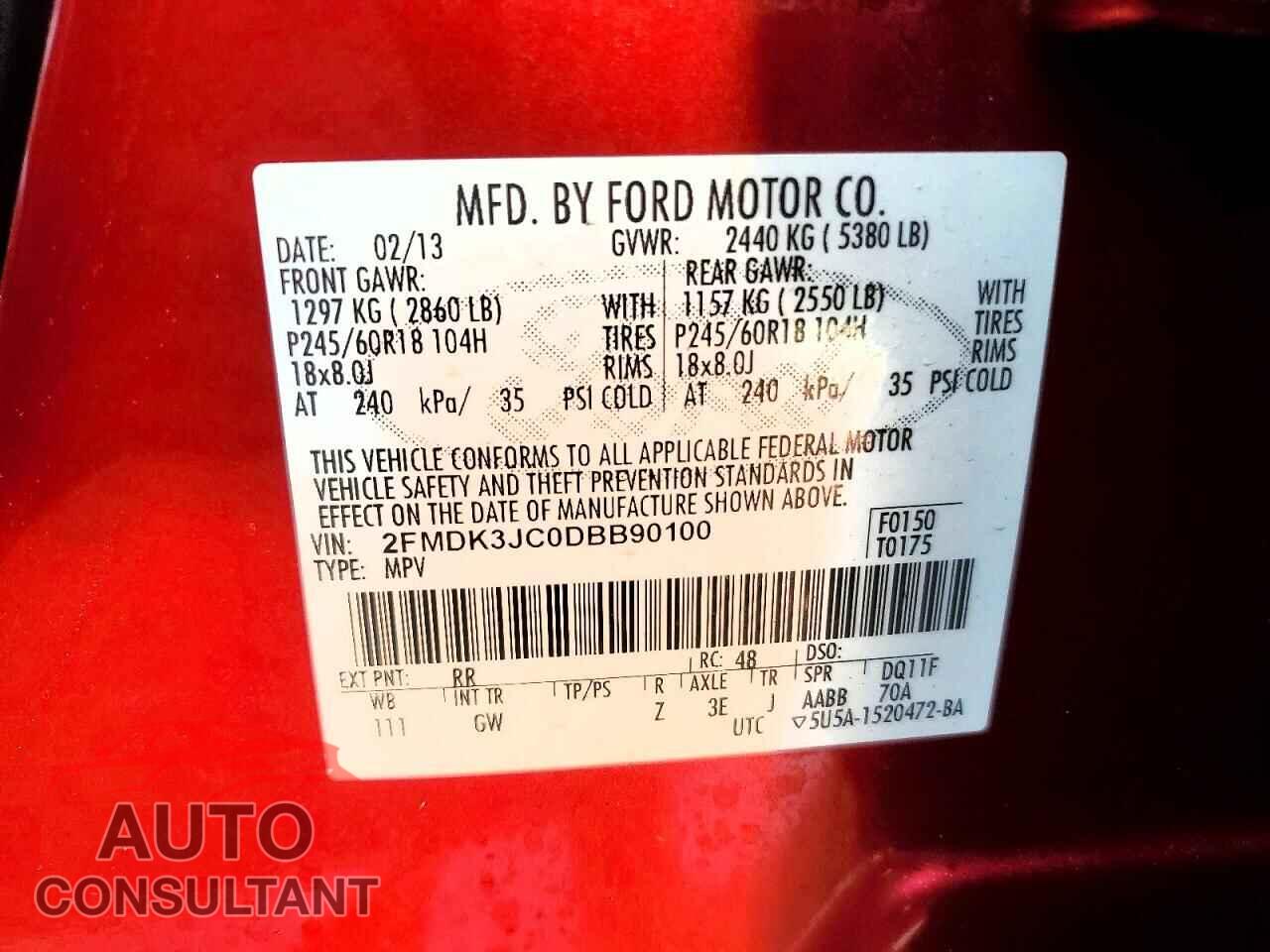 FORD EDGE 2013 - 2FMDK3JC0DBB90100