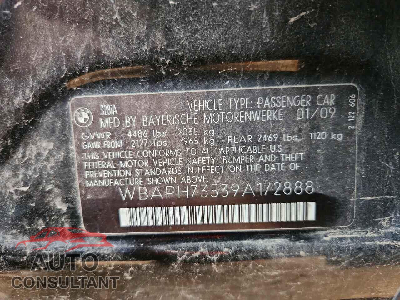 BMW 3 SERIES 2009 - WBAPH73539A172888