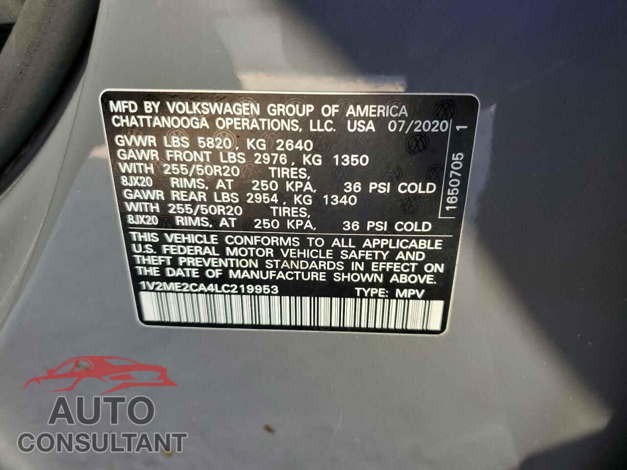 VOLKSWAGEN ATLAS 2020 - 1V2ME2CA4LC219953