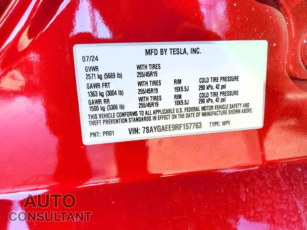 TESLA MODEL Y 2024 - 7SAYGAEE9RF157763