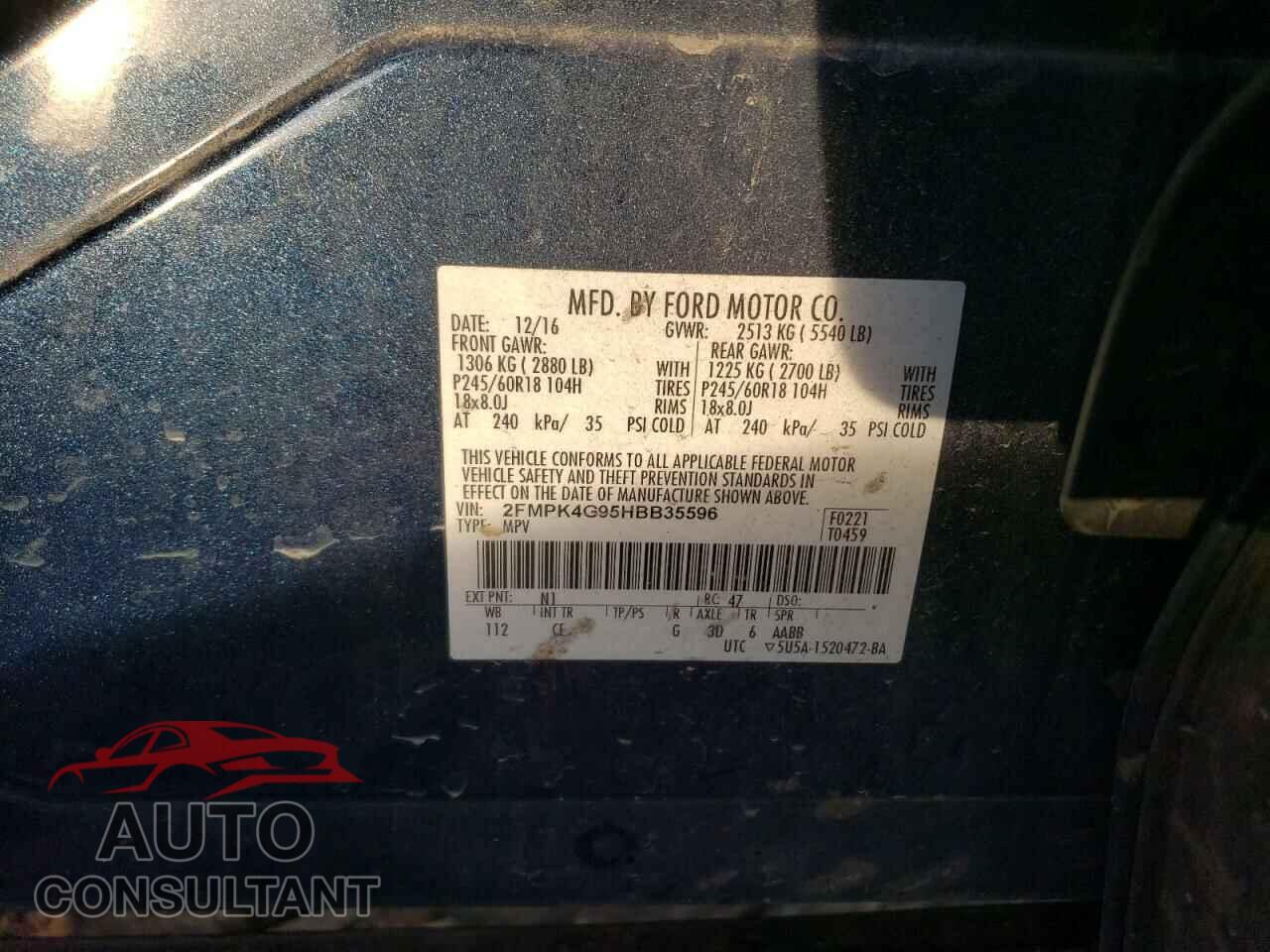 FORD EDGE 2017 - 2FMPK4G95HBB35596