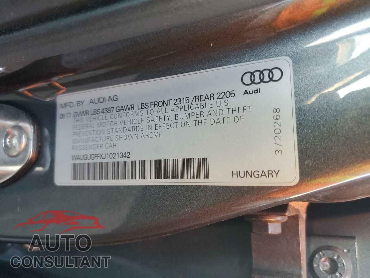 AUDI A3 2018 - WAUGUGFFXJ1021342