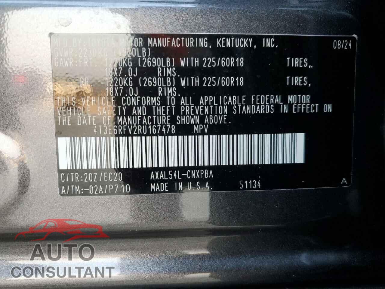 TOYOTA RAV4 2024 - 4T3E6RFV2RU167478