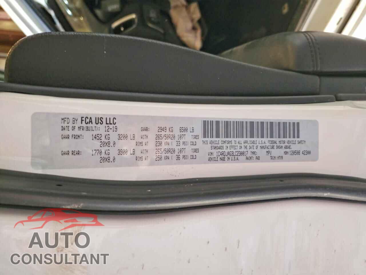 DODGE DURANGO 2020 - 1C4RDJAG3LC230017