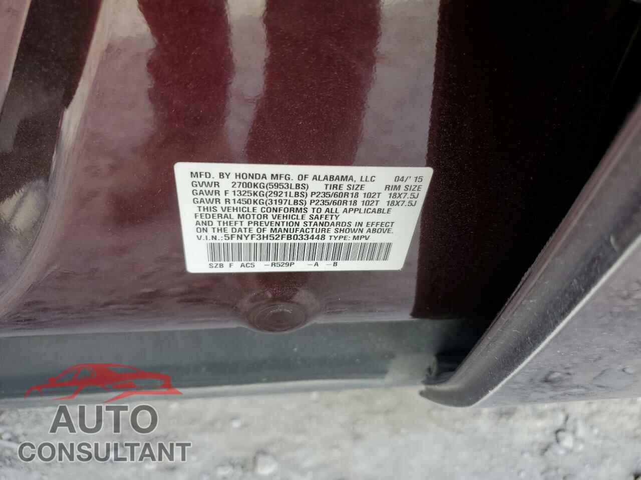 HONDA PILOT 2015 - 5FNYF3H52FB033448