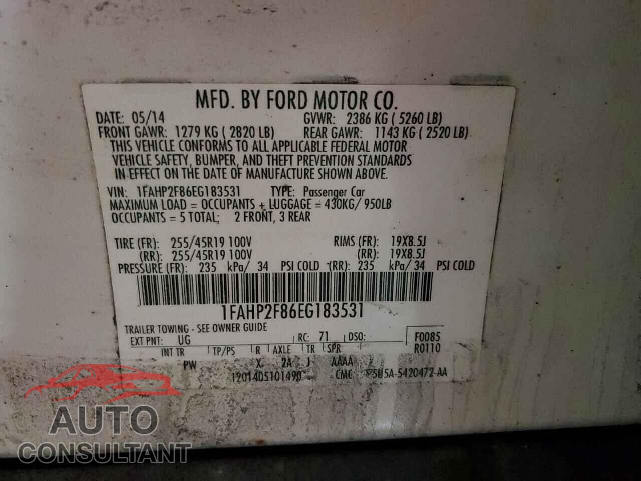 FORD TAURUS 2014 - 1FAHP2F86EG183531