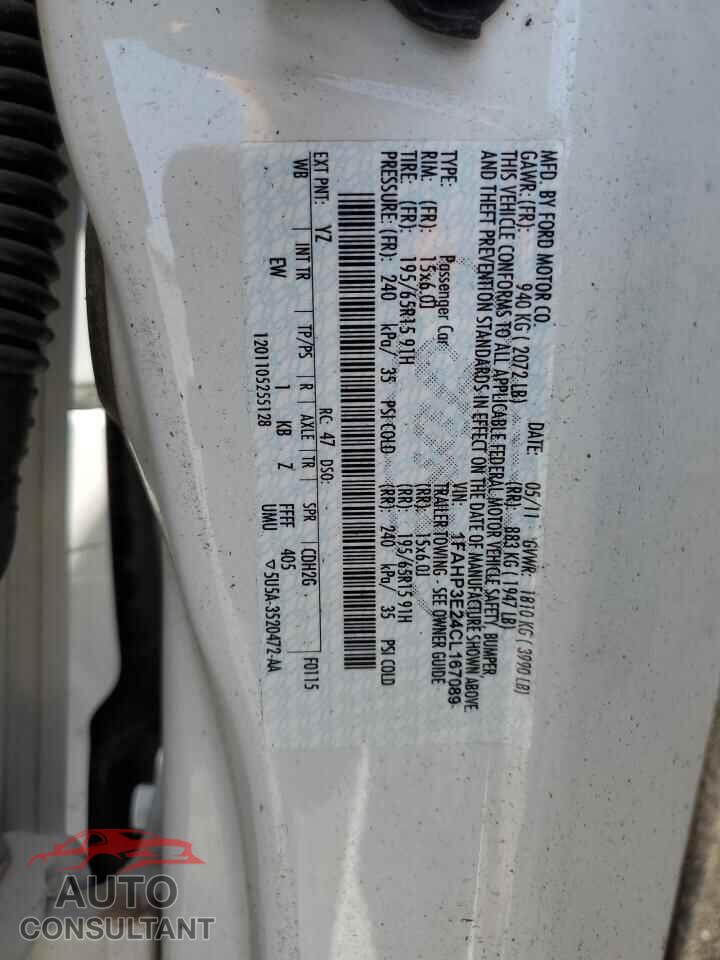 FORD FOCUS 2012 - 1FAHP3E24CL167089
