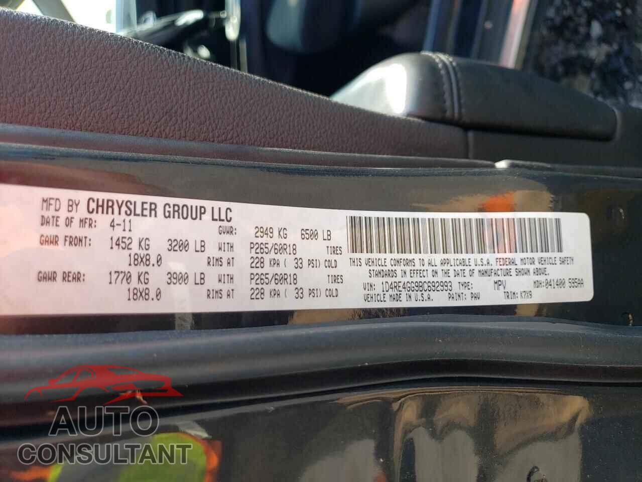 DODGE DURANGO 2011 - 1D4RE4GG9BC692993