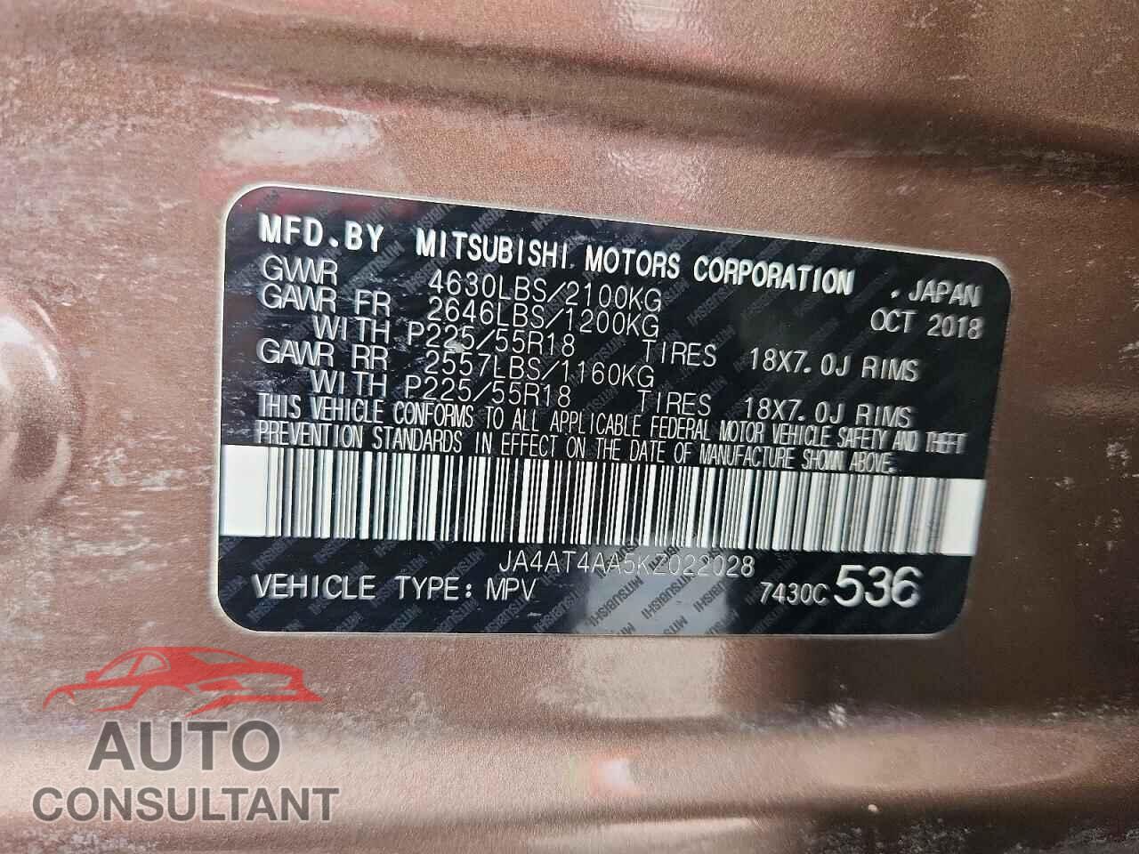 MITSUBISHI ECLIPSE 2019 - JA4AT4AA5KZ022028