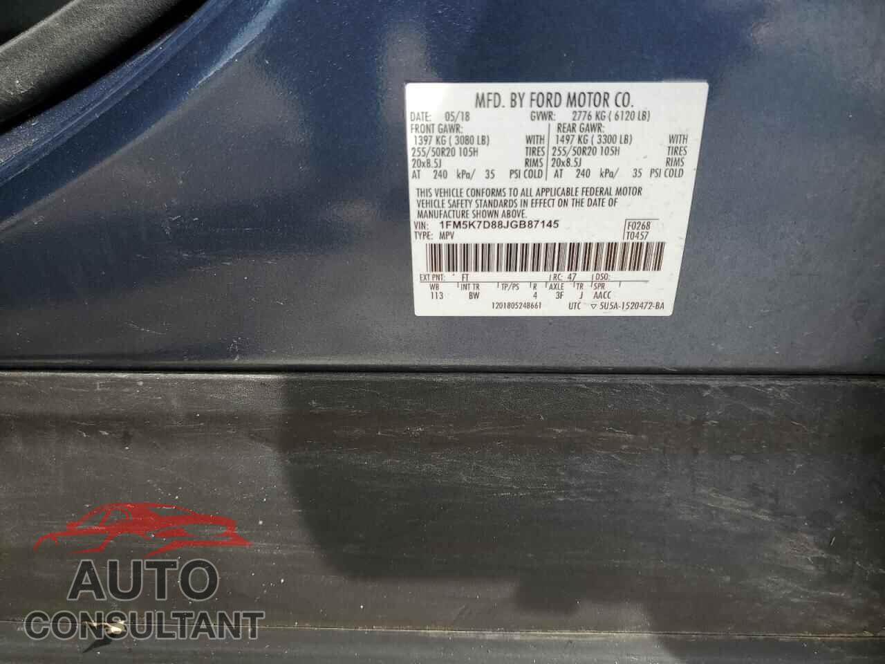 FORD EXPLORER 2018 - 1FM5K7D88JGB87145