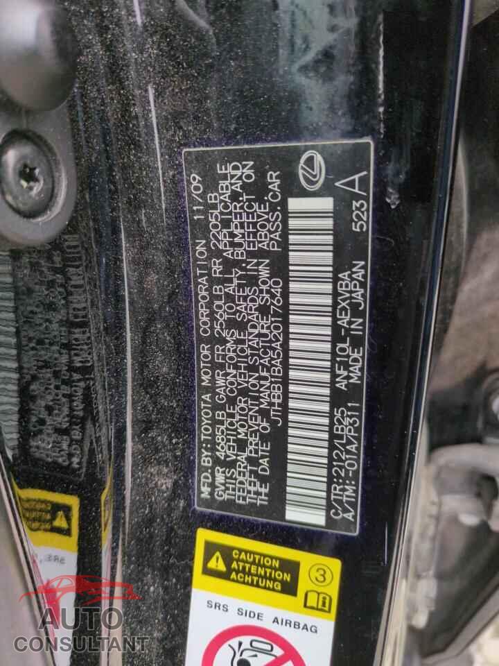 LEXUS HS 2010 - JTHBB1BA5A2017640