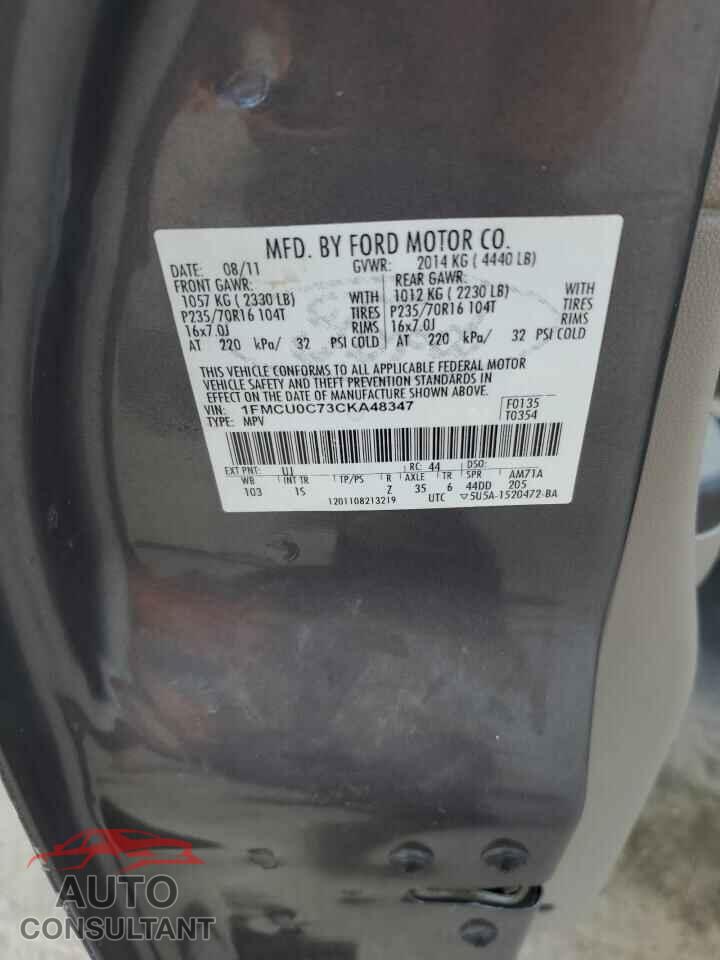 FORD ESCAPE 2012 - 1FMCU0C73CKA48347