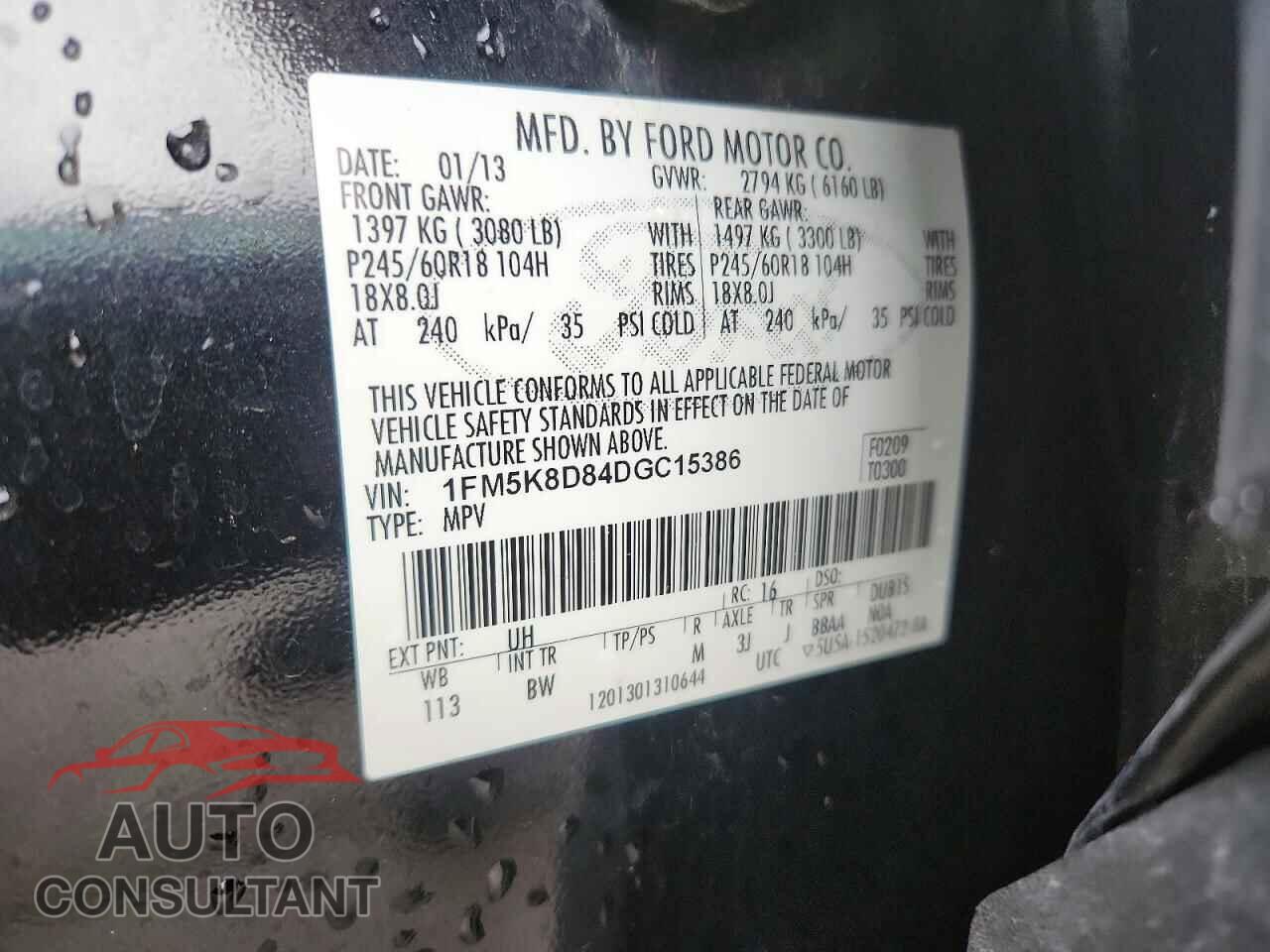 FORD EXPLORER 2013 - 1FM5K8D84DGC15386