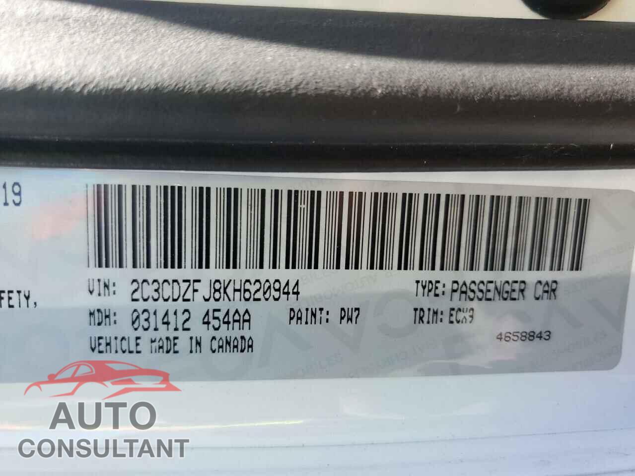 DODGE CHALLENGER 2019 - 2C3CDZFJ8KH620944