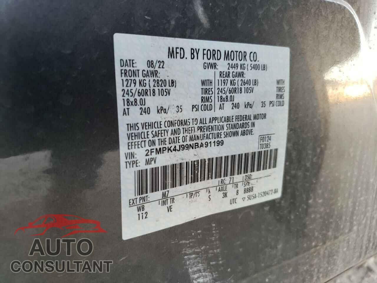 FORD EDGE 2022 - 2FMPK4J99NBA91199