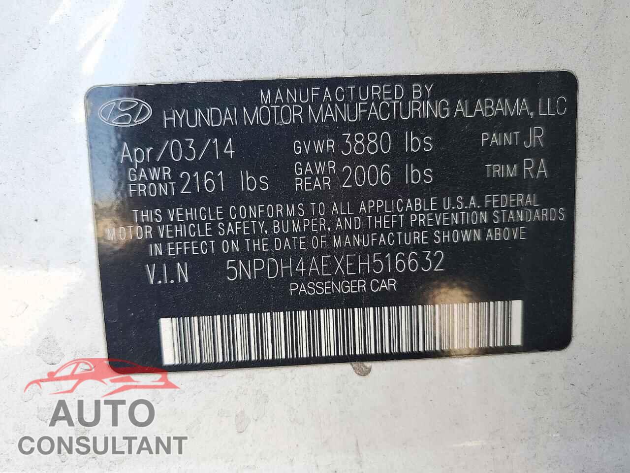 HYUNDAI ELANTRA 2014 - 5NPDH4AEXEH516632