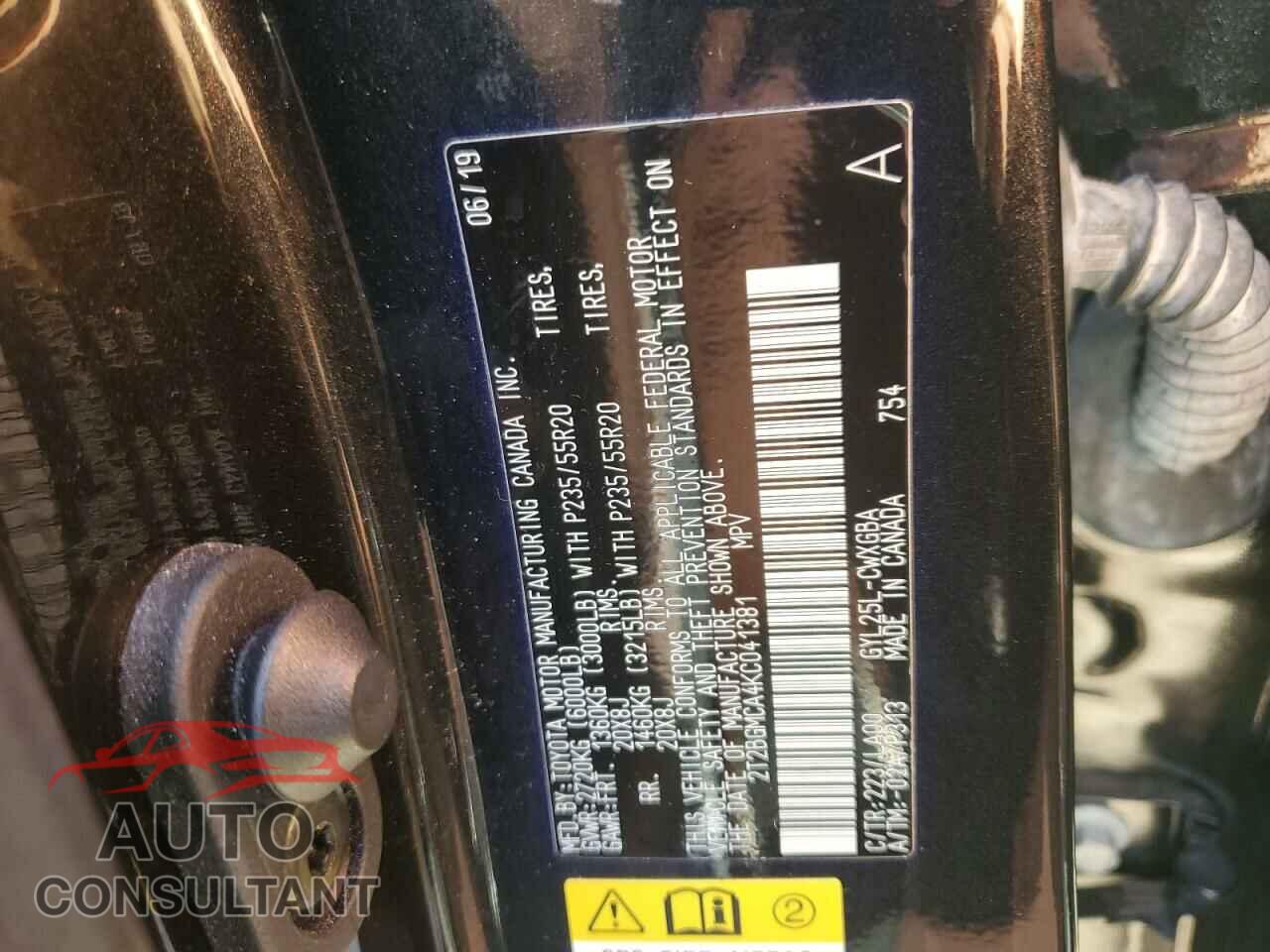 LEXUS RX450 2019 - 2T2BGMCA4KC041381