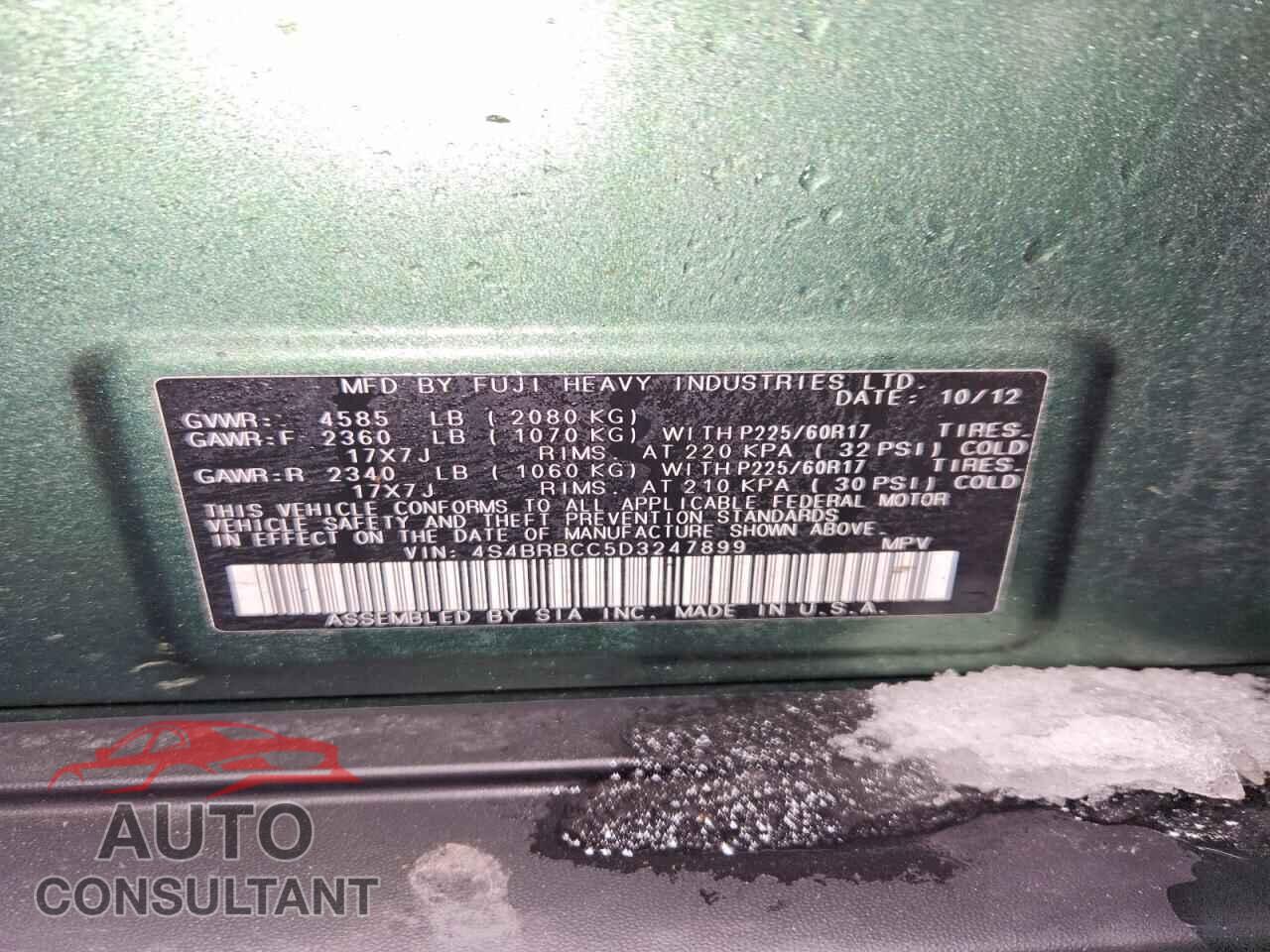 SUBARU OUTBACK 2013 - 4S4BRBCC5D3247899