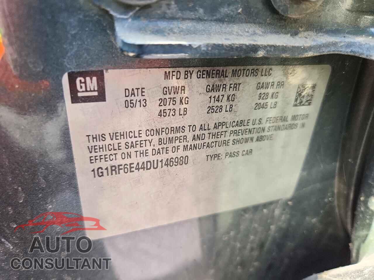 CHEVROLET VOLT 2013 - 1G1RF6E44DU146980