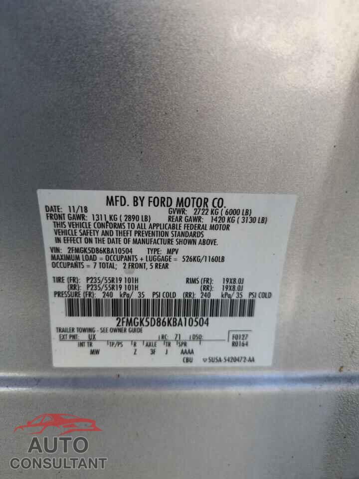 FORD FLEX 2019 - 2FMGK5D86KBA10504