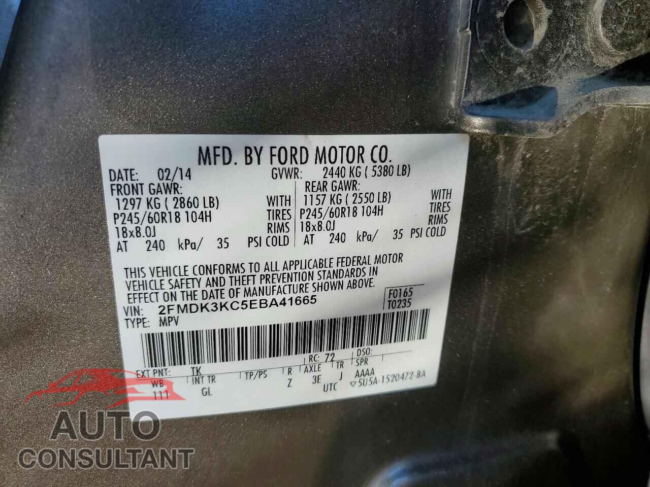 FORD EDGE 2014 - 2FMDK3KC5EBA41665