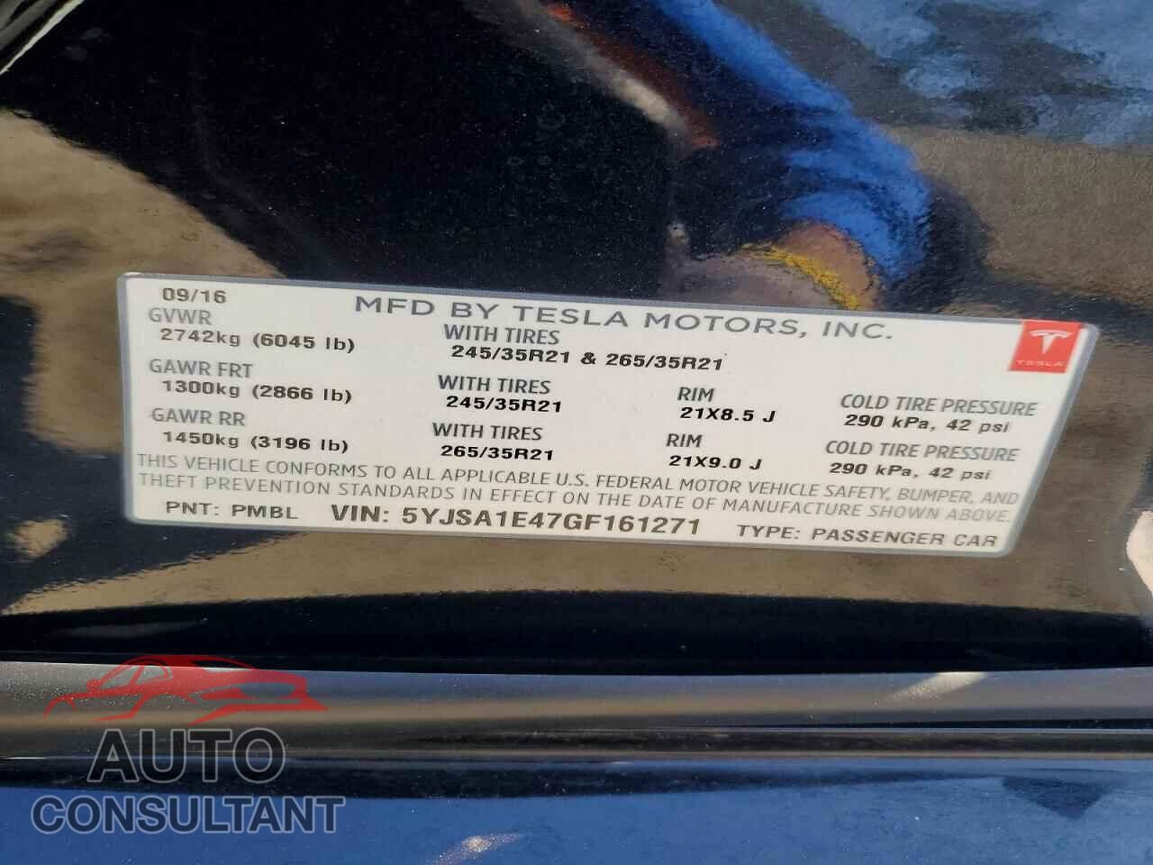 TESLA MODEL S 2016 - 5YJSA1E47GF161271