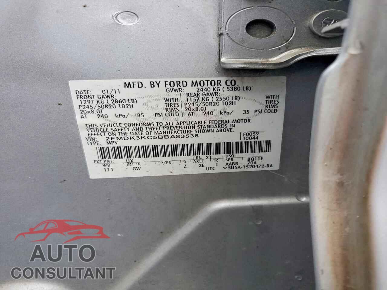 FORD EDGE 2011 - 2FMDK3KC5BBA83538