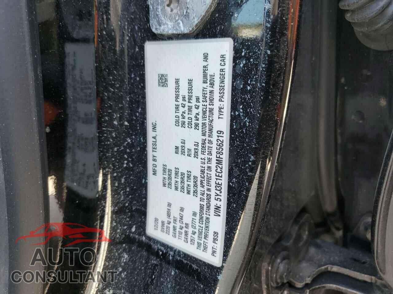 TESLA MODEL 3 2021 - 5YJ3E1EC2MF856219