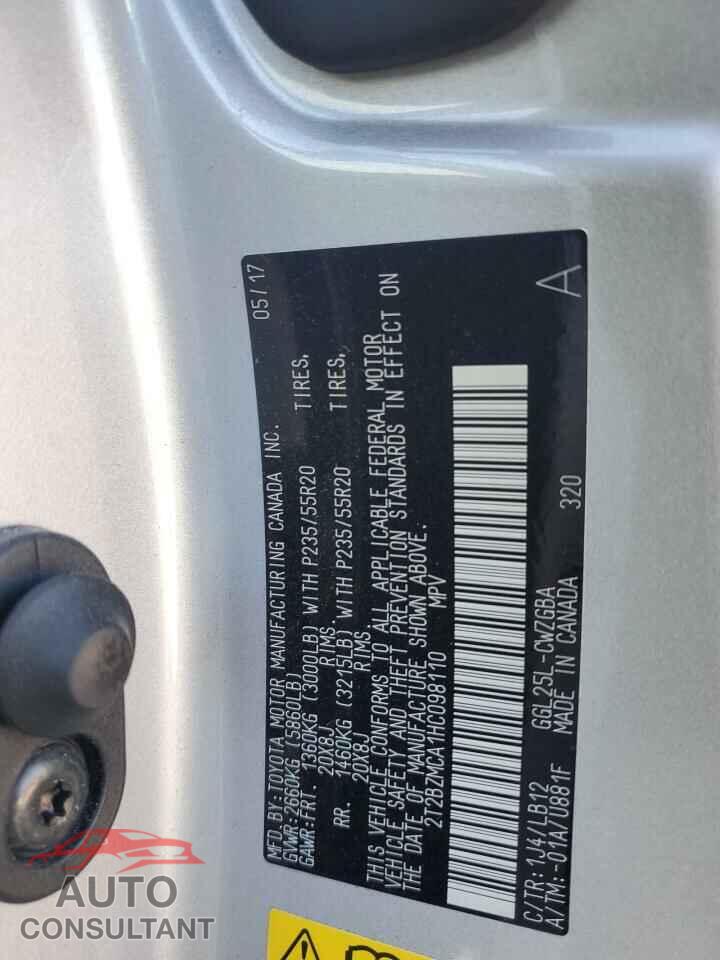 LEXUS RX350 2017 - 2T2BZMCA1HC098110