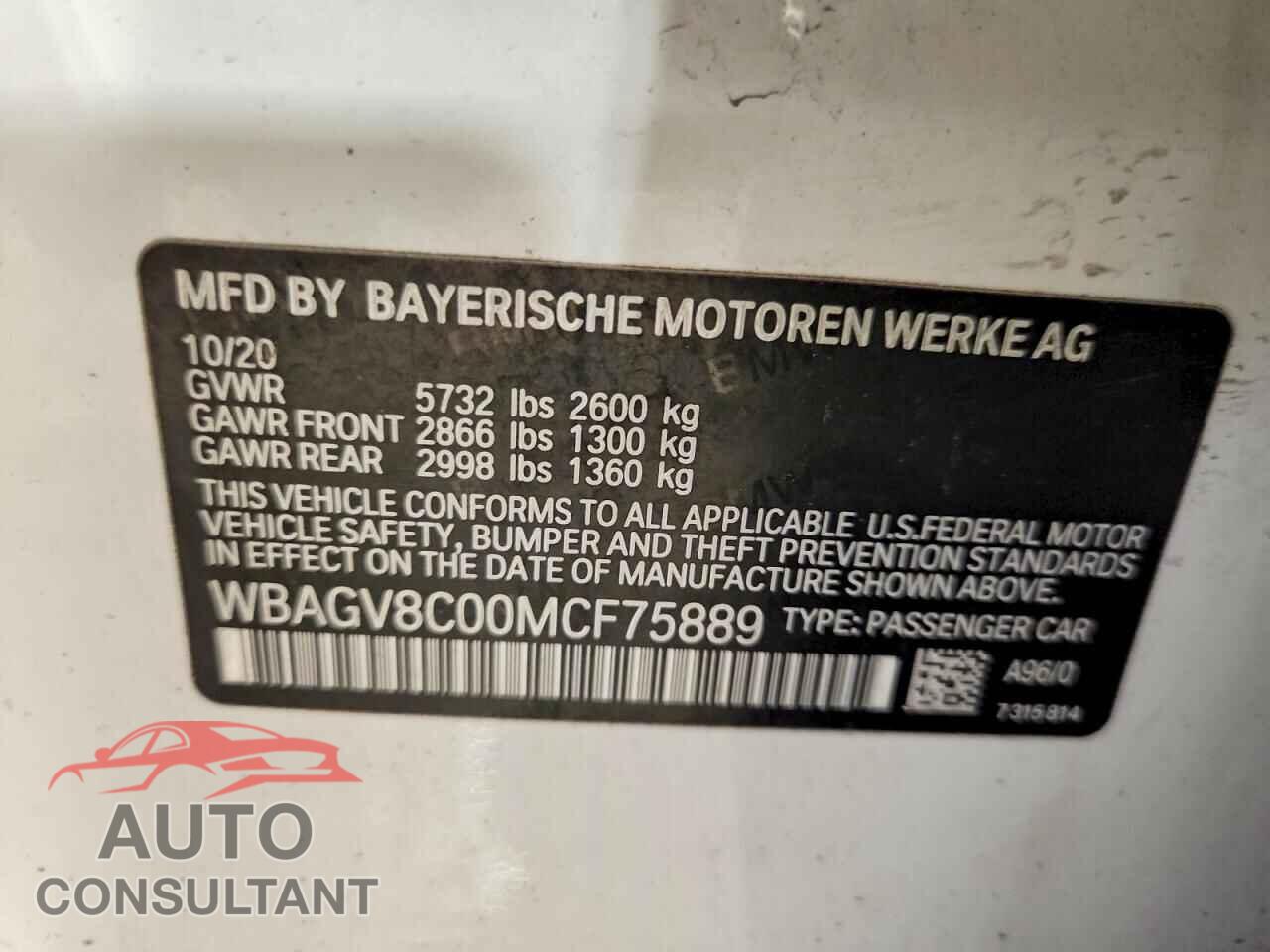 BMW M8 2021 - WBAGV8C00MCF75889