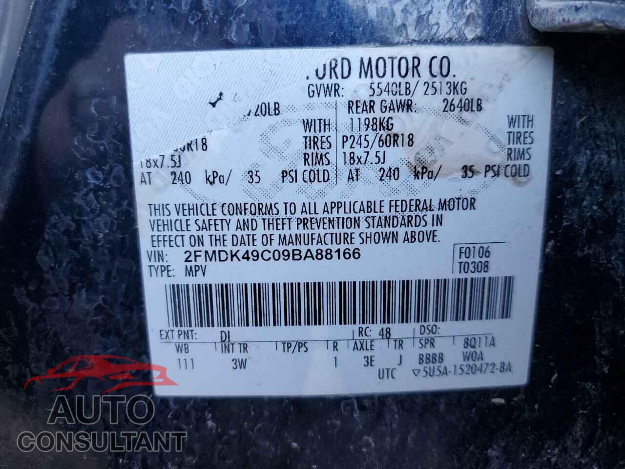 FORD EDGE 2009 - 2FMDK49C09BA88166
