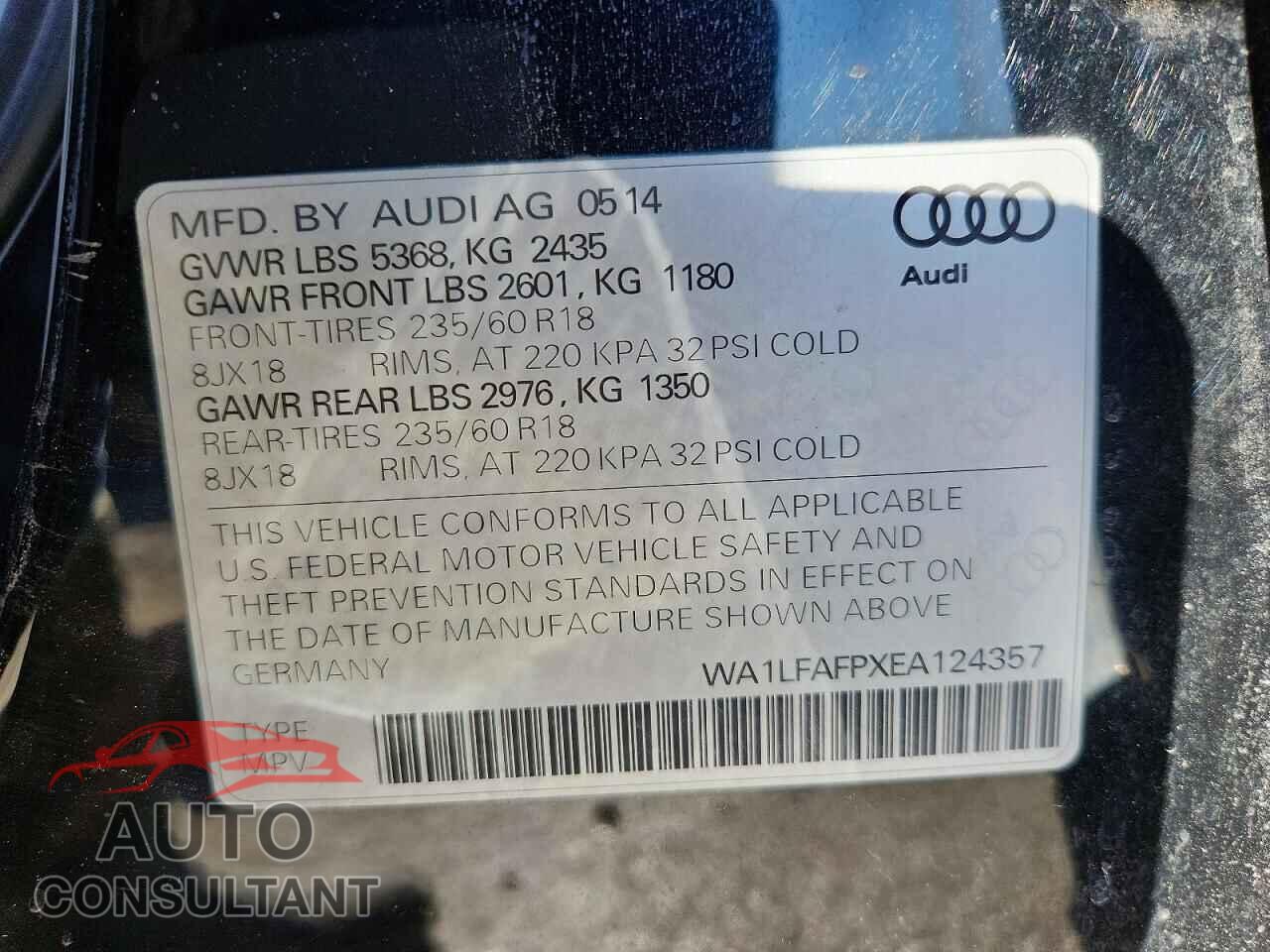 AUDI Q5 2014 - WA1LFAFPXEA124357