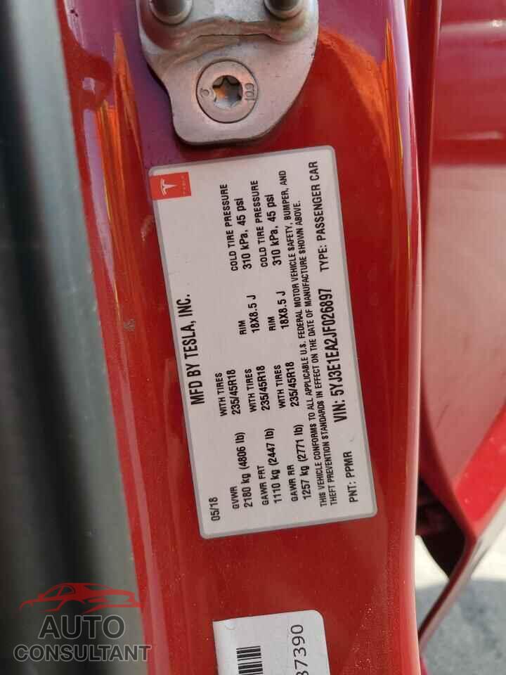 TESLA MODEL 3 2018 - 5YJ3E1EA2JF026897