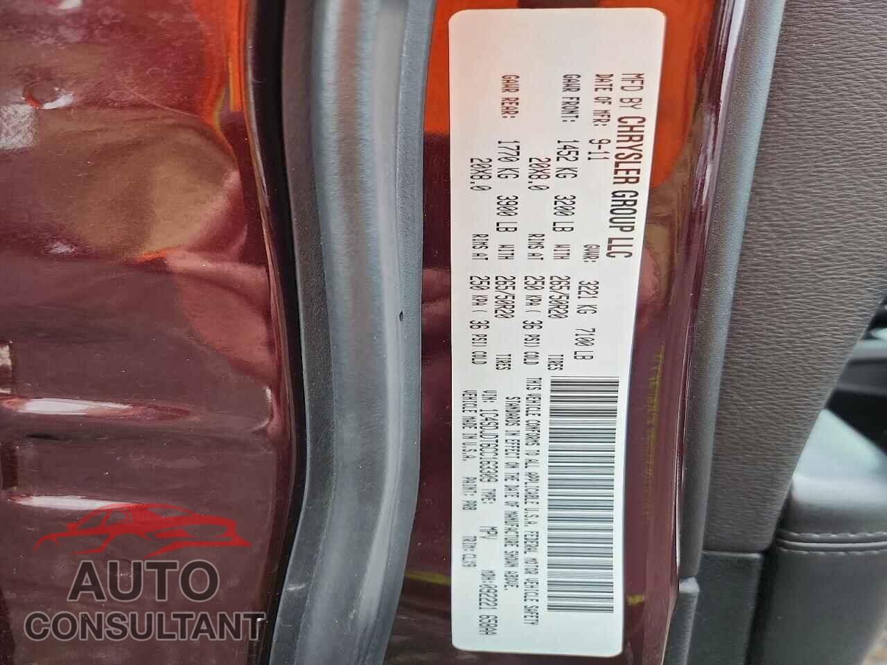 DODGE DURANGO 2012 - 1C4SDJDT6CC163309