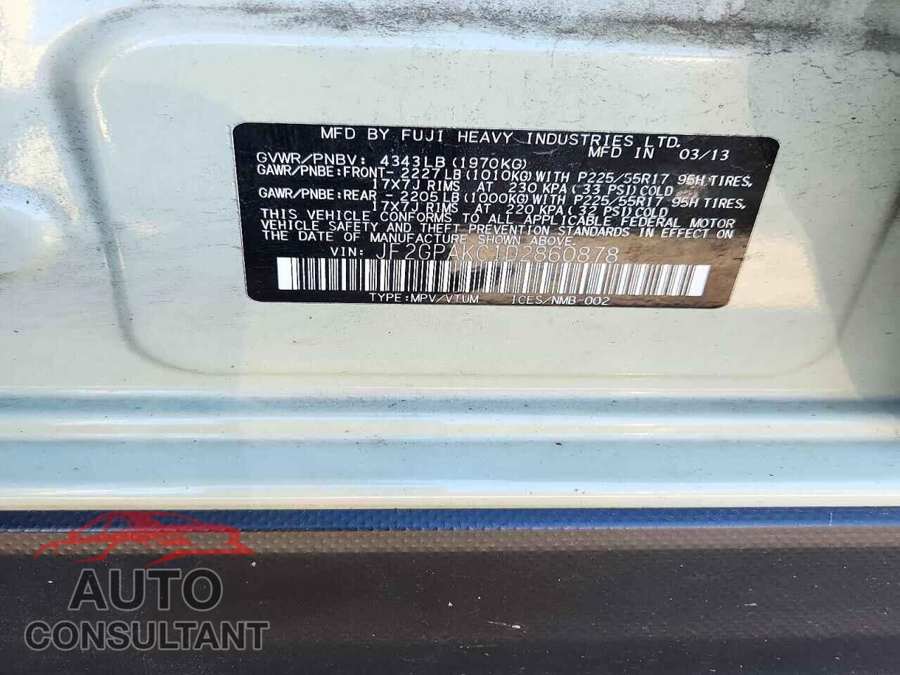 SUBARU XV 2013 - JF2GPAKC1D2860878