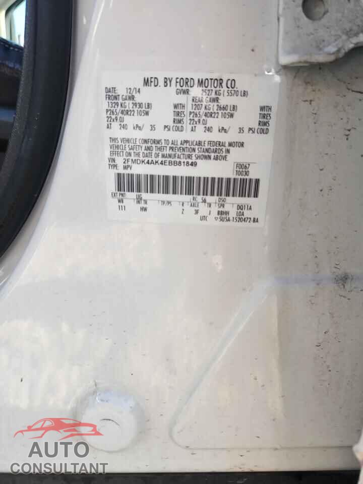 FORD EDGE 2014 - 2FMDK4AK4EBB81849